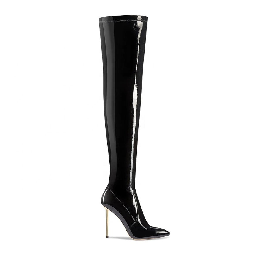 Steel Heel Patent Covered Stilettos Boots Size 11