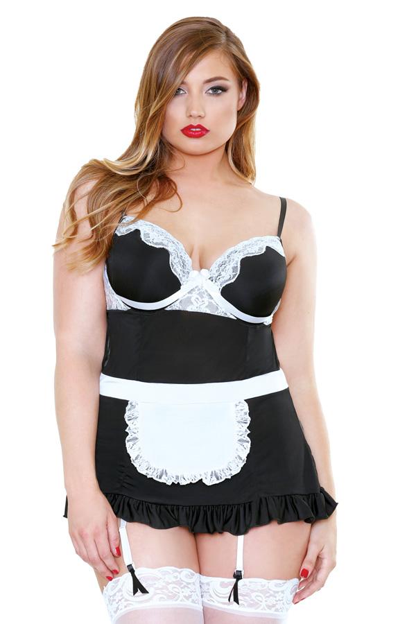 Night Service Maid Apron Babydoll and Ruffle Panty Set 3X/4X from Curve